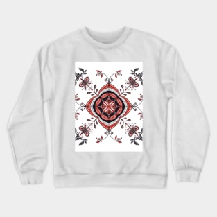 Floral folk art black and red mask orchid Iris Crewneck Sweatshirt